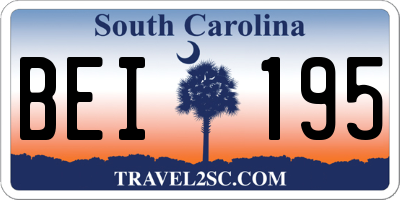 SC license plate BEI195
