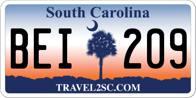 SC license plate BEI209