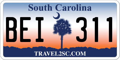 SC license plate BEI311