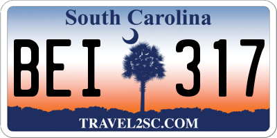 SC license plate BEI317