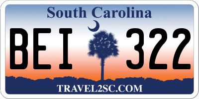 SC license plate BEI322