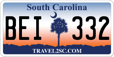 SC license plate BEI332