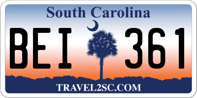 SC license plate BEI361