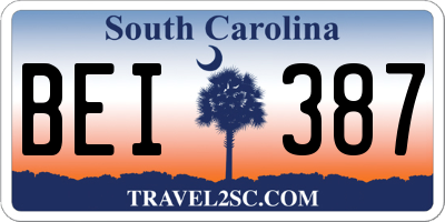 SC license plate BEI387