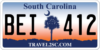 SC license plate BEI412