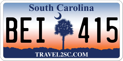 SC license plate BEI415