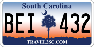 SC license plate BEI432
