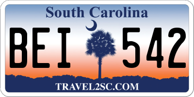 SC license plate BEI542