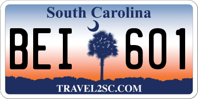 SC license plate BEI601