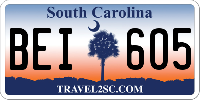 SC license plate BEI605