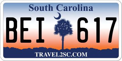 SC license plate BEI617