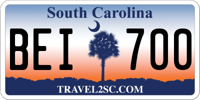 SC license plate BEI700