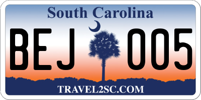 SC license plate BEJ005