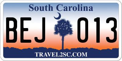 SC license plate BEJ013