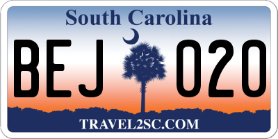 SC license plate BEJ020