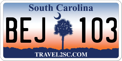 SC license plate BEJ103