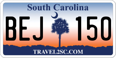 SC license plate BEJ150
