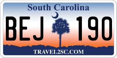 SC license plate BEJ190