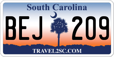SC license plate BEJ209
