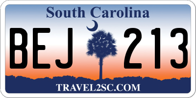 SC license plate BEJ213