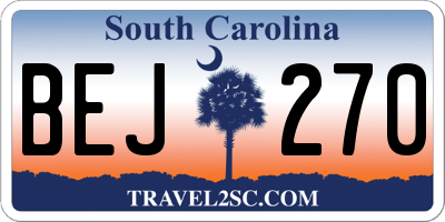 SC license plate BEJ270