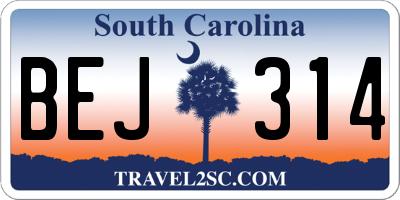 SC license plate BEJ314