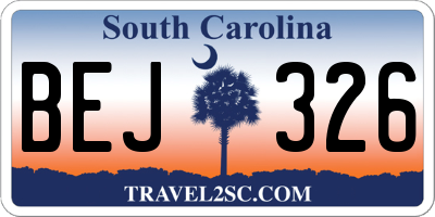SC license plate BEJ326