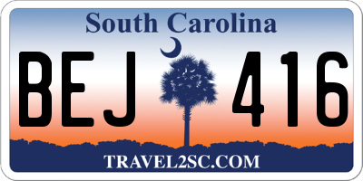 SC license plate BEJ416