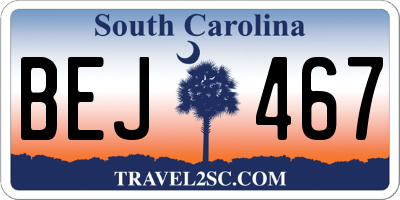 SC license plate BEJ467