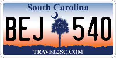SC license plate BEJ540