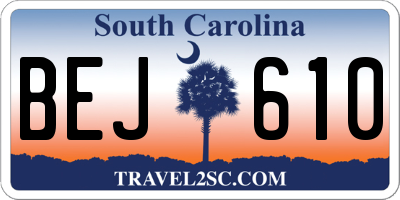 SC license plate BEJ610