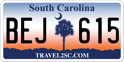 SC license plate BEJ615