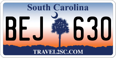 SC license plate BEJ630