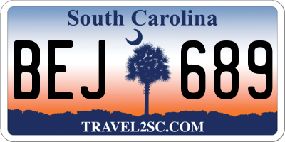 SC license plate BEJ689