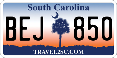 SC license plate BEJ850