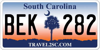 SC license plate BEK282