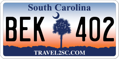 SC license plate BEK402