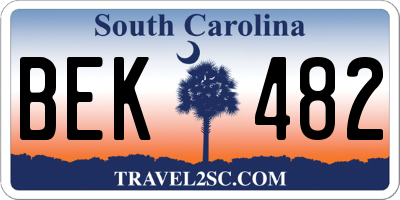 SC license plate BEK482