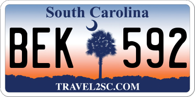 SC license plate BEK592