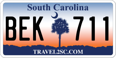 SC license plate BEK711