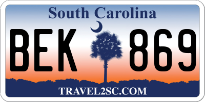 SC license plate BEK869