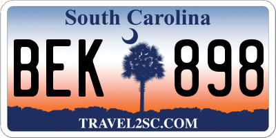 SC license plate BEK898