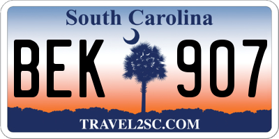 SC license plate BEK907