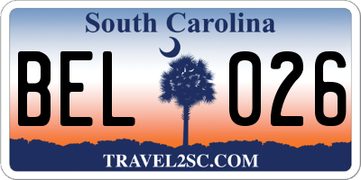 SC license plate BEL026