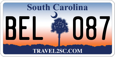 SC license plate BEL087