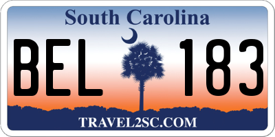 SC license plate BEL183