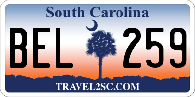 SC license plate BEL259