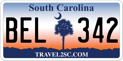 SC license plate BEL342