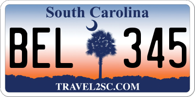 SC license plate BEL345