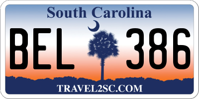 SC license plate BEL386